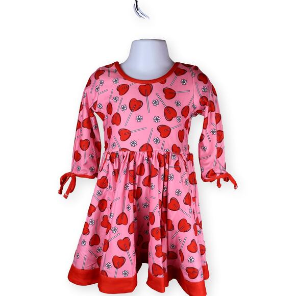Cheeky Plum Valentine's Pink Red Heart Dress Girl's Size 2T - Picture 1 of 9